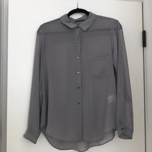 Velvet brand sheer grey button blouse with pocket